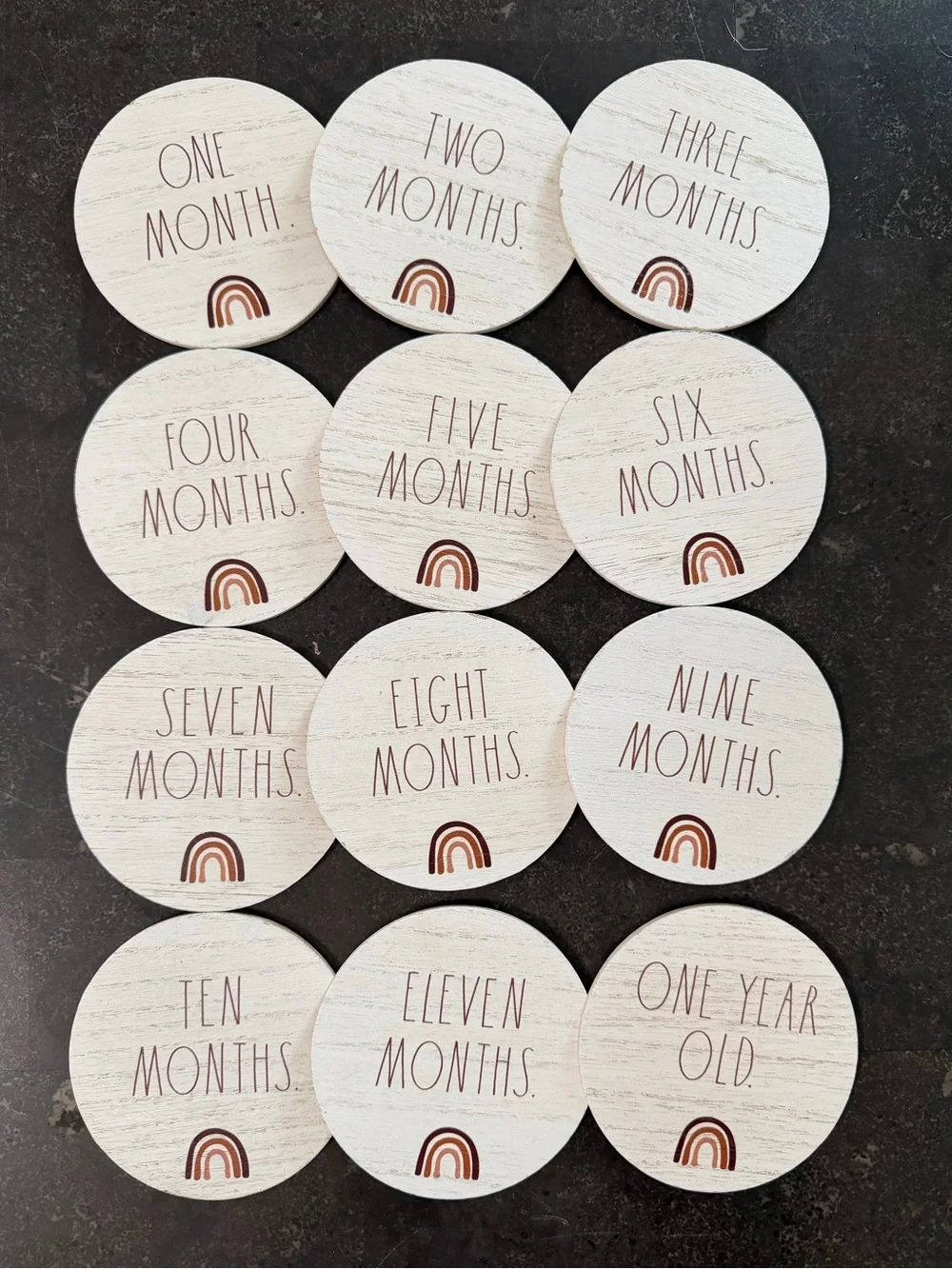Rae Dun Wooden Milestone Discs - Neutral Rainbow (Set of 12)